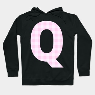 Pink Letter Q in Plaid Pattern Background. Hoodie